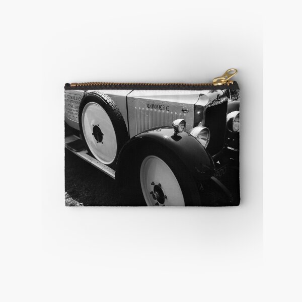 Item preview, A black and white image of the front of a 1924 Vauxhall 14/40 M-Type Melton Tourer on display at a car show designed and sold by Graham Cornall.