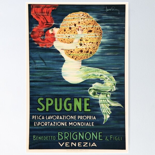 Item preview, SPUGNE MERMAID With Sponge 1920s Vintage Italian Advertisement designed and sold by retroposters.