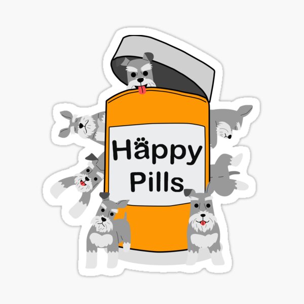 Schnauzer Happy Pills Sticker