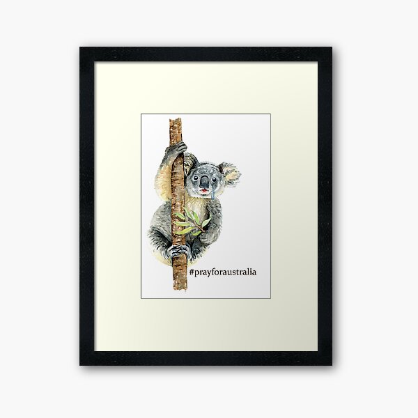 Pray for Australia Koala Framed Art Print