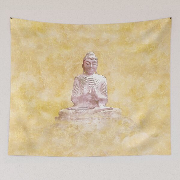 Item preview, Zen Buddha Meditation Statue in gold background designed and sold by Annie Nader.