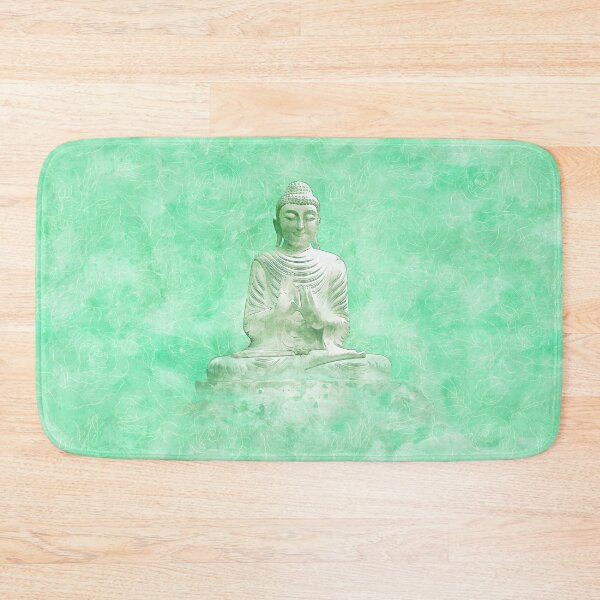 Item preview, Zen Buddha Meditation Statue in green background designed and sold by Annie Nader.