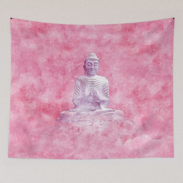Item preview, Zen Buddha Meditation Statue in pink background designed and sold by Annie Nader.