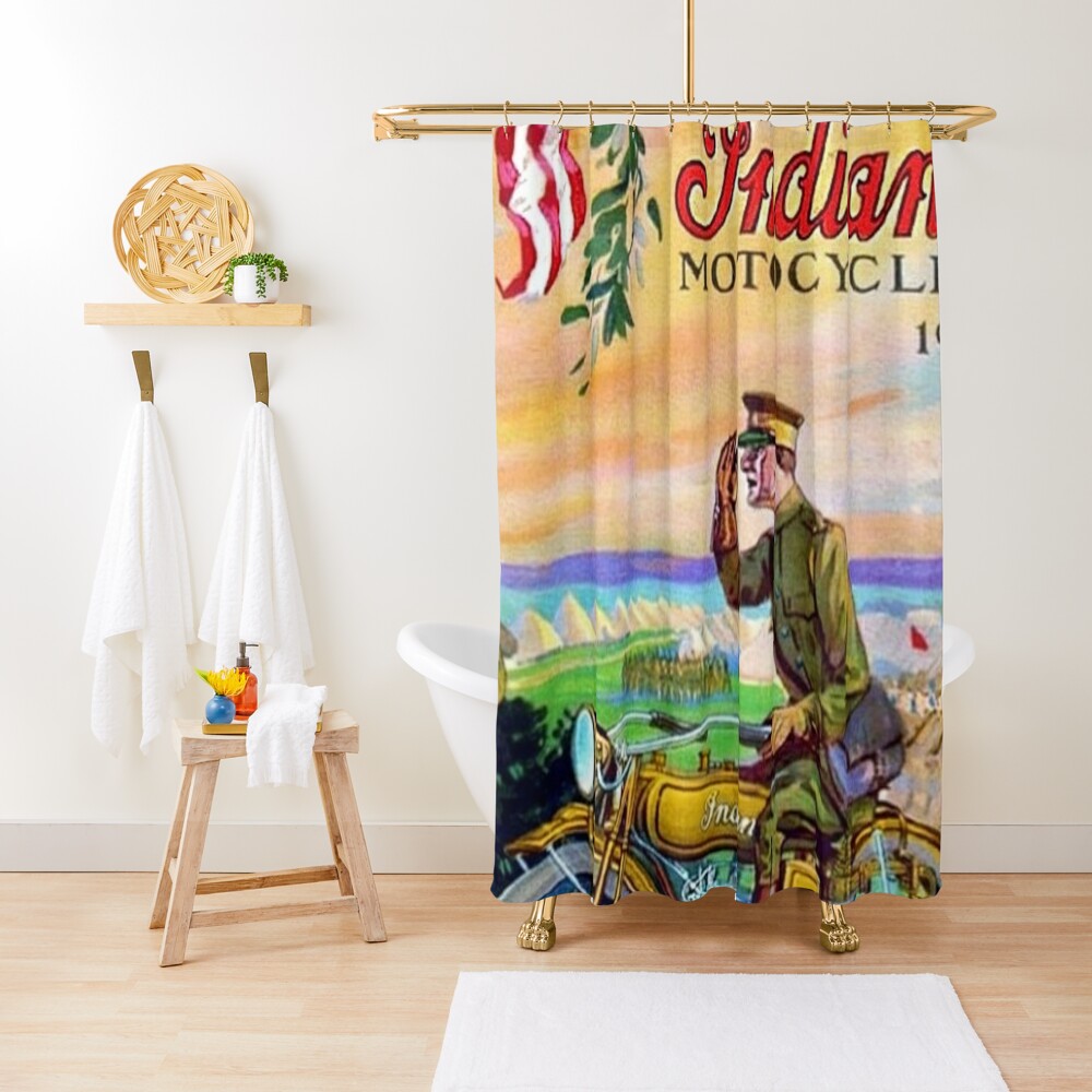 Vintage 1918 Military WWI Indian Motorcycle Dealer's Sign - Poster Shower  Curtain for Sale by Jéanpaul Ferro