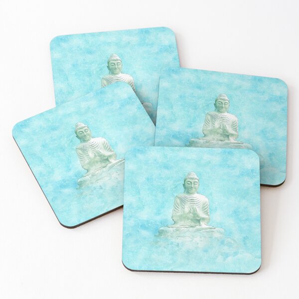 Item preview, Zen Buddha Meditation Statue in turquoise background designed and sold by Annie Nader.