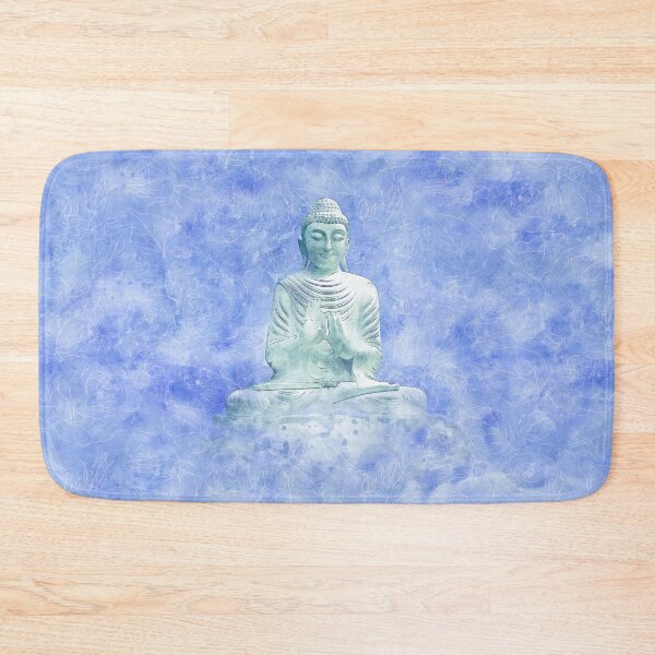 Item preview, Zen Buddha Meditation Statue in blue background designed and sold by Annie Nader.
