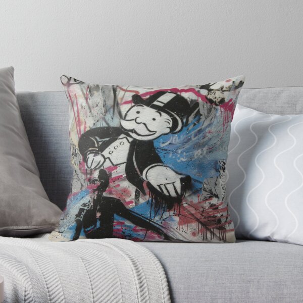 graffiti - Monopoly man Throw Pillow