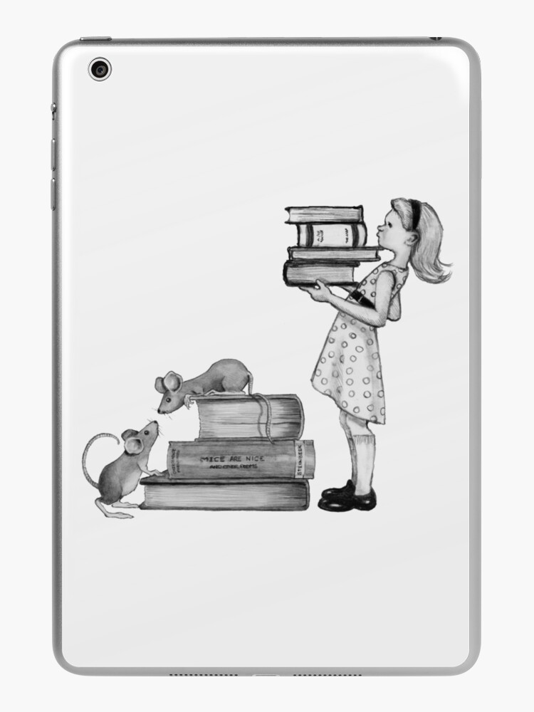 Funda y vinilo para iPad for Sale con la obra «Lectura de niños y niñas,  libros, niños, alfabetización, lectura de amor, amantes de los libros, arte  a lápiz» de Joyce Geleynse