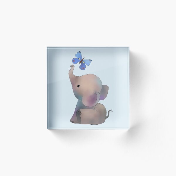 Elephant with a butterfly Acrylic Block