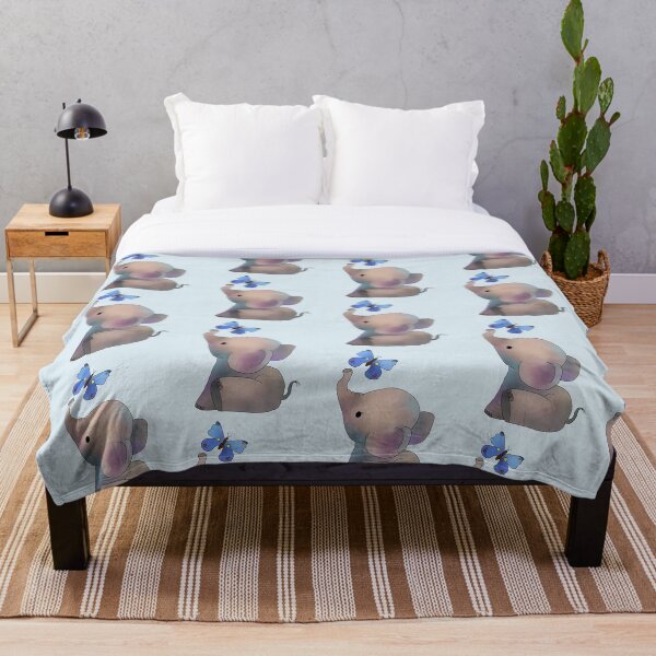 Elephant with a butterfly Throw Blanket