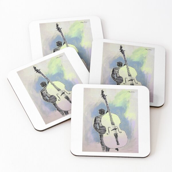 Item preview, Man Walking With Base Violin By ArtGuru 0144 - Acrylic On Paper designed and sold by Art Guru.
