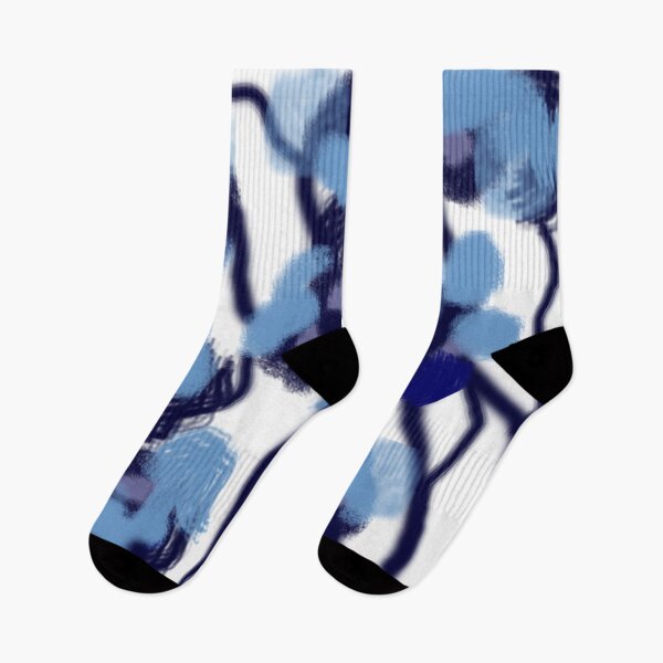 Item preview, FLORAL BLUE AND NAVY BLUE ABSTRACT SURREAL FLOWER DESIGN  designed and sold by ozcushionstoo.
