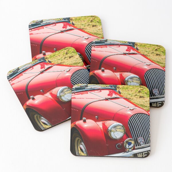 Item preview, The front of a red 1962 Morgan Plus 4 on display at a car show designed and sold by Graham Cornall.