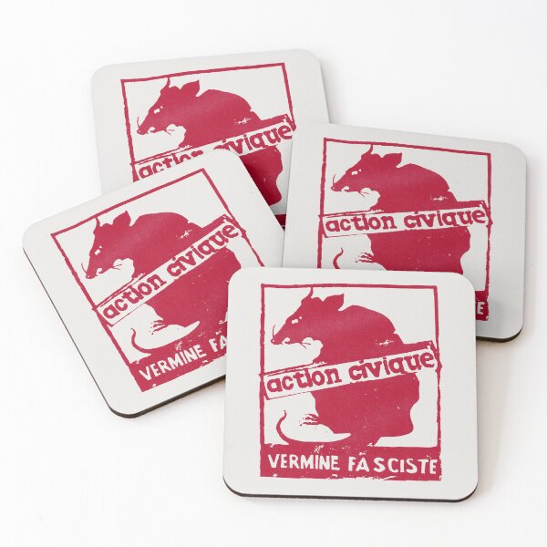 Item preview, ! NEW ! Paris Revolt, Mai 68: 'ACTION CIVIQUE, VERMINE FASCISTE': Original in Deep Red on Bone Grey designed and sold by Day Chapman.