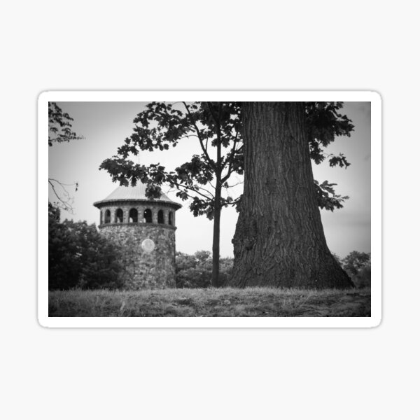Rockford Tower Black and White Rural Landscape Photograph Sticker
