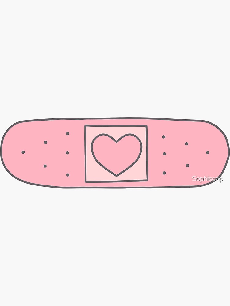 "Cute Kawaii Bandaid Pink Heart" Sticker for Sale by Sophisoap Redbubble