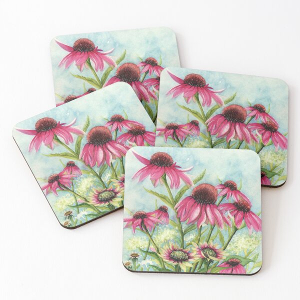 Item preview, Pink Purple Coneflowers - Echinacea Purpura Flowers  designed and sold by JanineRileyArt.