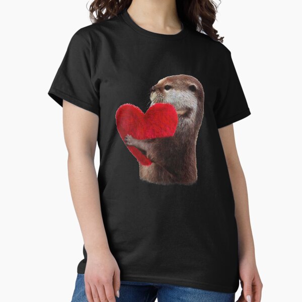 Aperçu de l'œuvre loutre et doux coeur rouge, animal amoureux créée et vendue par Collagedream.