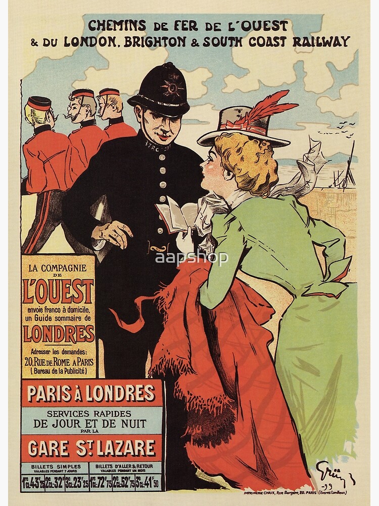 Paris to London vintage railways advertisement by aapshop