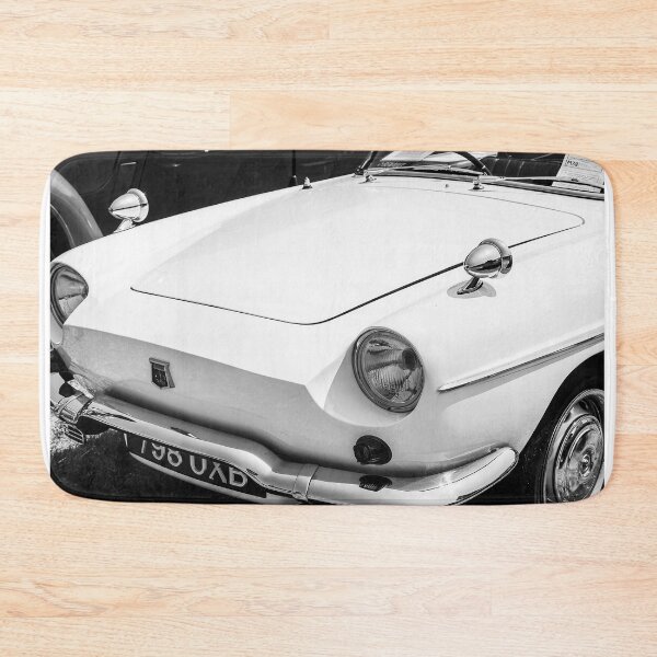 Item preview, A black and white image of the front of a 1962 Renault Caravelle on display at a car show designed and sold by Graham Cornall.
