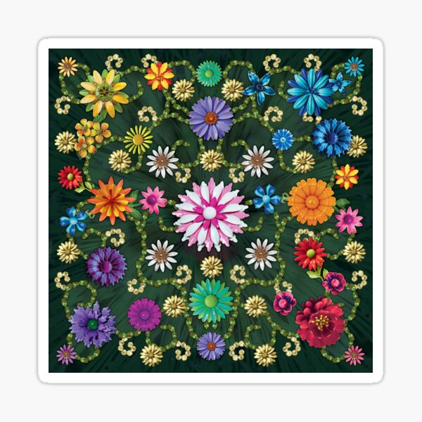 Enamel Flower crewelwork Sticker