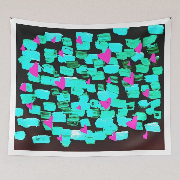 Item preview, Green Blue Pink Hearts designed and sold by katy hawk.