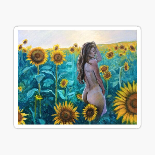 In the Sunflowers by Hilary J. England Sticker