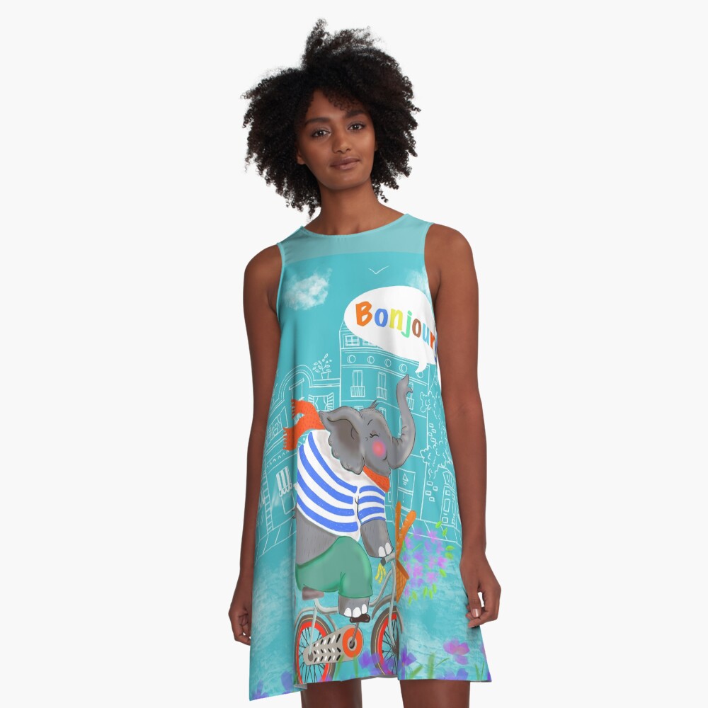 Bonjour Elephant A-Line Dress