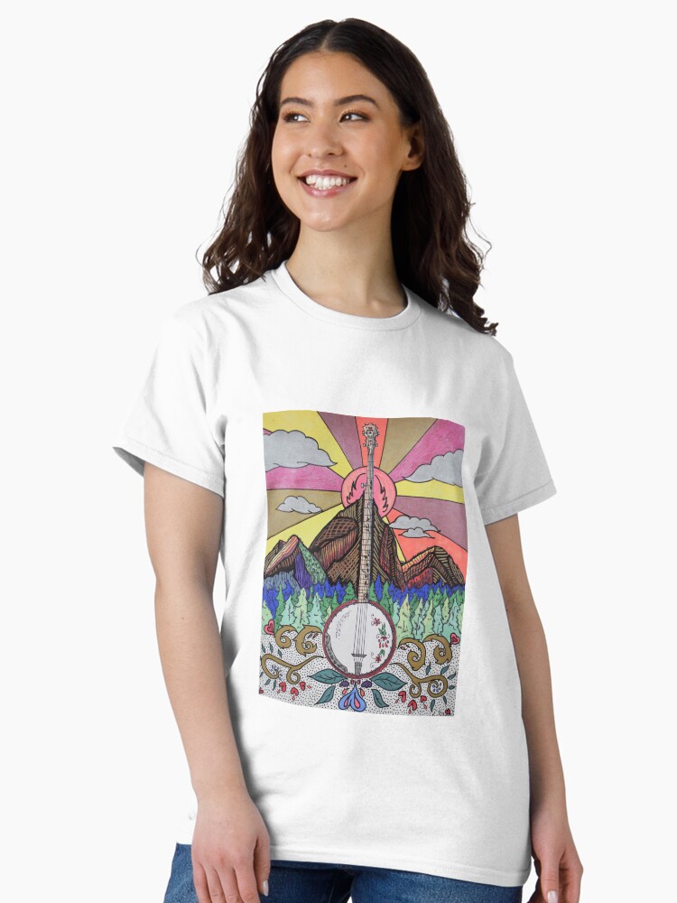 Thumbnail 1 of 7, Classic T-Shirt, Mountain Music Series - Banjo designed and sold by Lizr81.