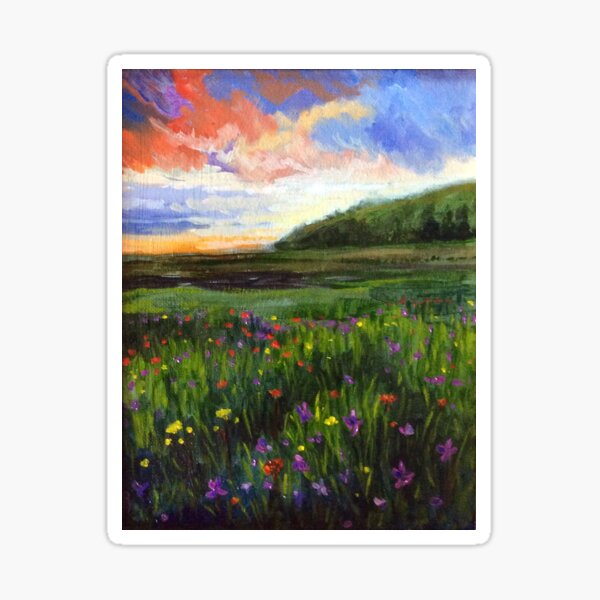 Wildflowers at dusk by American Artist Hilary J. England Sticker