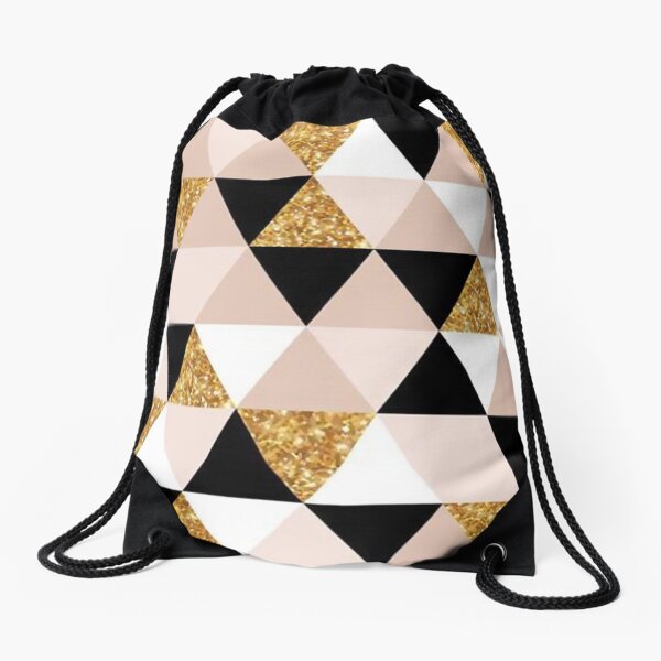 Scandinavian Gold Triangle Pattern Drawstring Bag