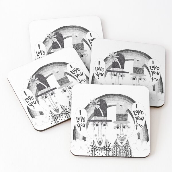 I love you I love you too Coasters (Set of 4)