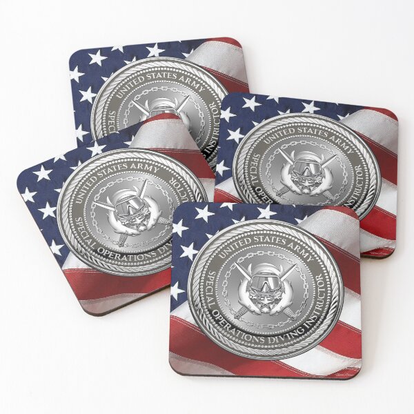Item preview, U.S. Army Engineer Divers - Special Operations Diving Instructor Badge Special Edition over American Flag designed and sold by Serge Averbukh Art Studio.