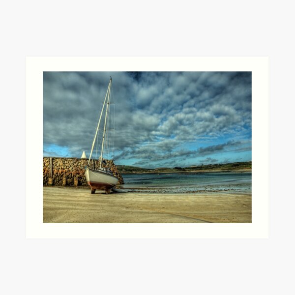 A Yacht on Braye Beach Art Print