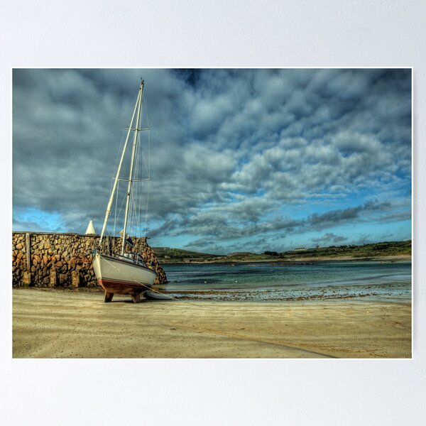 A Yacht on Braye Beach Poster