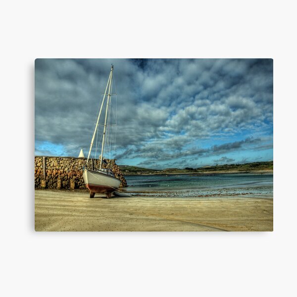 A Yacht on Braye Beach Canvas Print