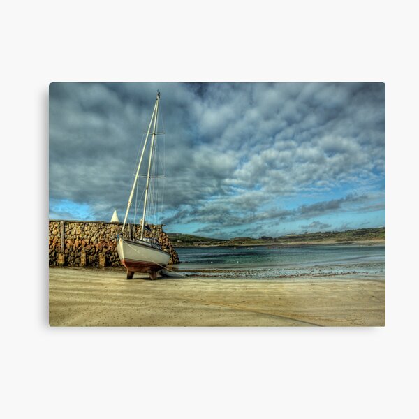 A Yacht on Braye Beach Metal Print