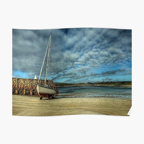 A Yacht on Braye Beach Poster