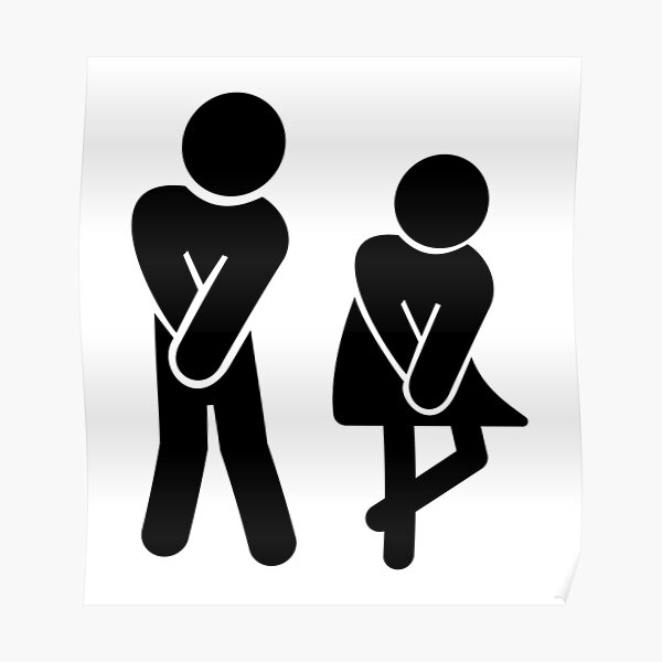 "Mann Frau Junge Mädchen Busting für ein Pee Restroom-Badezimmer