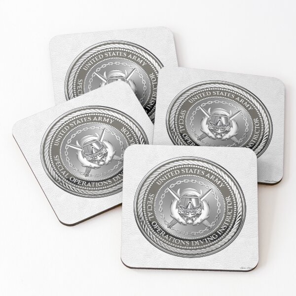 Item preview, U.S. Army Engineer Divers Special Operations Diving Instructor Badge Special Edition over White Leather designed and sold by Serge Averbukh Art Studio.