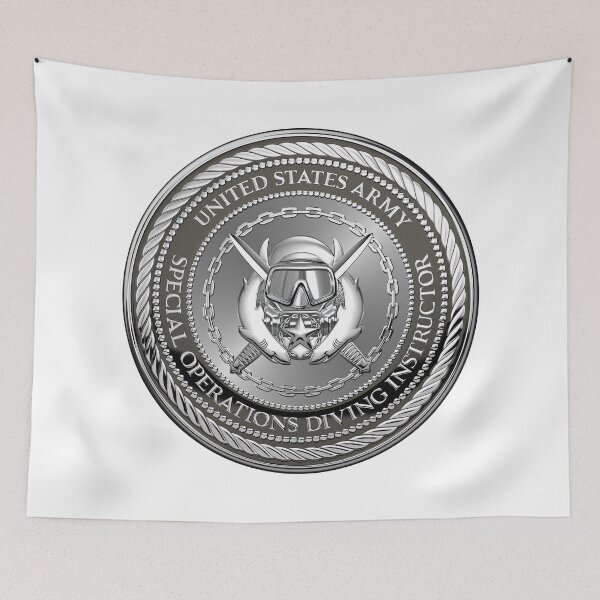 Item preview, U.S. Army Engineer Divers Special Operations Diving Instructor Badge Special Edition over White Leather designed and sold by Serge Averbukh Art Studio.