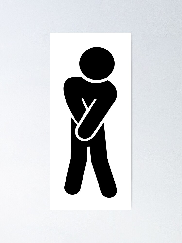 Man Boy Busting For A Pee Restroom Bathroom Toilet Door Joke Sign Poster  for Sale by Maljonic