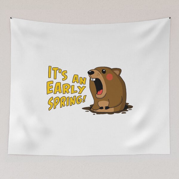 Item preview, Cute Groundhog Screaming "It's An Early Spring!" Holiday designed and sold by Elvin Dantes.