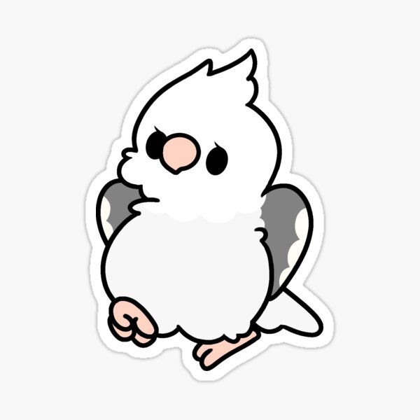 Item preview, Pied White-faced Albino Cockatiel - Kawaii Birbs designed and sold by blirbos.
