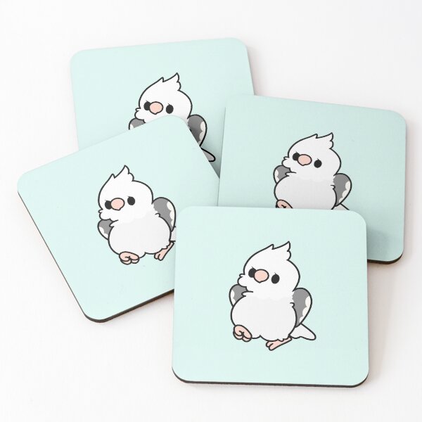 Item preview, Pied White-faced Albino Cockatiel - Kawaii Birbs designed and sold by blirbos.