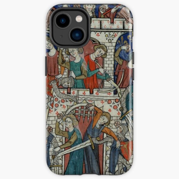 Medieval Women Defending Castle with Flowers - Illuminated Manuscript iPhone Tough Case