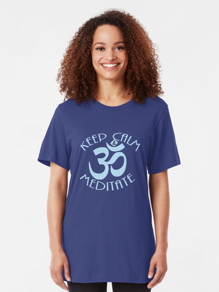Alternate view of Keep Calm and Meditate with Om Symbol Slim Fit T-Shirt