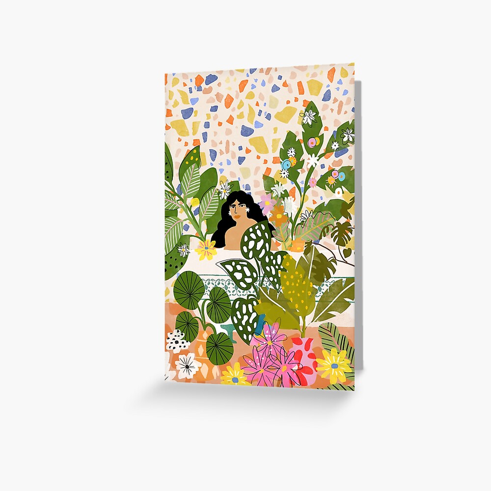 Bathing with Plants Greeting Card