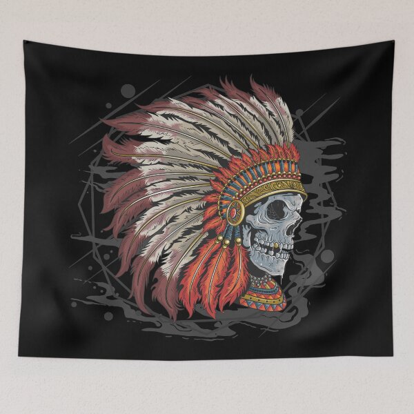 Item preview, Native American chief skull. designed and sold by emphatic.