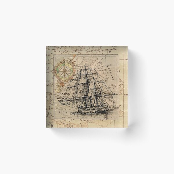Item preview, Dark Academia vintage pirate ship sailor antique world map  designed and sold by LEILA ART SPACE.